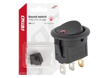 Amio - ΔΙΑΚΟΠΤΗΣ 12V ON/OFF ΣΤΡΟΓΓΥΛΟΣ ΜΕ 3 ΕΠΑΦΕΣ ΚΟΚΚΙΝΟ LED - 1 τεμ. (03961/AM)