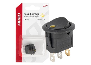 Amio - ΔΙΑΚΟΠΤΗΣ 12V ON/OFF ΣΤΡΟΓΓΥΛΟΣ ΜΕ 3 ΕΠΑΦΕΣ ΚΙΤΡΙΝΟ LED - 1 τεμ. (03962/AM)