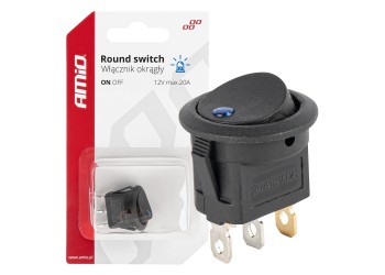 Amio - ΔΙΑΚΟΠΤΗΣ 12V ON/OFF ΣΤΡΟΓΓΥΛΟΣ ΜΕ 3 ΕΠΑΦΕΣ ΜΠΛΕ LED - 1 τεμ. (03963/AM)