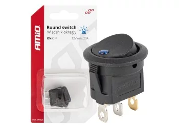 Amio - ΔΙΑΚΟΠΤΗΣ 12V ON/OFF ΣΤΡΟΓΓΥΛΟΣ ΜΕ 3 ΕΠΑΦΕΣ ΜΠΛΕ LED - 1 τεμ. (03963/AM)