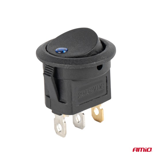 Amio - ΔΙΑΚΟΠΤΗΣ 12V ON/OFF ΣΤΡΟΓΓΥΛΟΣ ΜΕ 3 ΕΠΑΦΕΣ ΜΠΛΕ LED - 1 τεμ. (03963/AM)