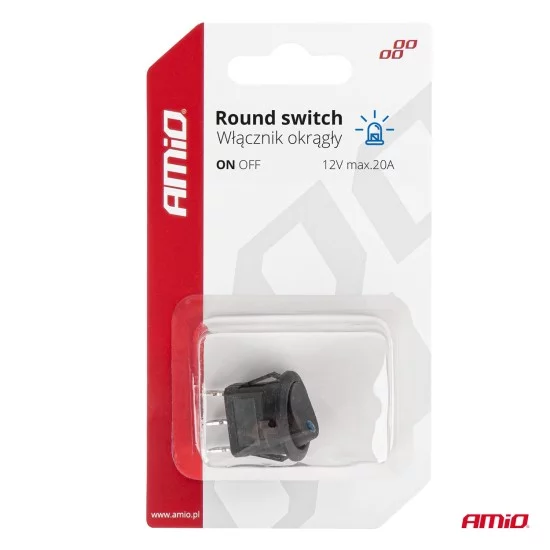 Amio - ΔΙΑΚΟΠΤΗΣ 12V ON/OFF ΣΤΡΟΓΓΥΛΟΣ ΜΕ 3 ΕΠΑΦΕΣ ΜΠΛΕ LED - 1 τεμ. (03963/AM)