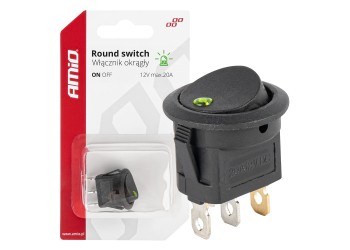 Amio - ΔΙΑΚΟΠΤΗΣ 12V ON/OFF ΣΤΡΟΓΓΥΛΟΣ ΜΕ 3 ΕΠΑΦΕΣ ΠΡΑΣΙΝΟΣ LED - 1 τεμ. (03964/AM)