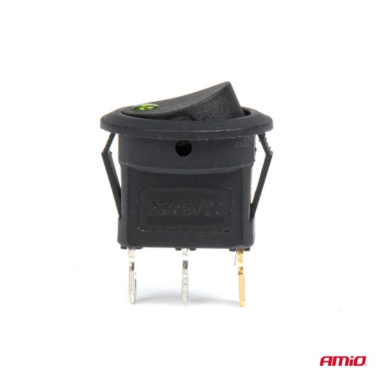 Amio - ΔΙΑΚΟΠΤΗΣ 12V ON/OFF ΣΤΡΟΓΓΥΛΟΣ ΜΕ 3 ΕΠΑΦΕΣ ΠΡΑΣΙΝΟΣ LED - 1 τεμ. (03964/AM)