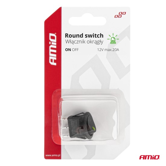 Amio - ΔΙΑΚΟΠΤΗΣ 12V ON/OFF ΣΤΡΟΓΓΥΛΟΣ ΜΕ 3 ΕΠΑΦΕΣ ΠΡΑΣΙΝΟΣ LED - 1 τεμ. (03964/AM)