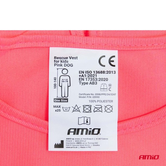 Amio - ΓΙΛΕΚΟ ΑΝΑΚΛΑΣΤΙΚΟ ΕΚΤΑΚΤΗΣ ΑΝΑΓΚΗΣ ΓΙΑ ΠΑΙΔΙΑ 5-14 ΧΡΟΝΩΝ ΣΚΥΛΟΣ ΡΟΖ - 1 τεμ. (03990/AM)