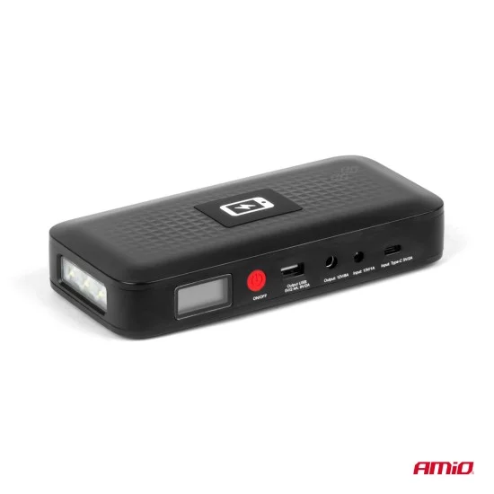 Amio - ΕΚΚΙΝΗΤΗΣ ΜΠΑΤΑΡΙΑΣ - STARTER POWERBANK 12V 4000mAh 800A ΜΕ ΟΘΟΝΗ LCD & ΑΣΥΡΜΑΤΗ ΦΟΡΤΙΣΗ - 1 τεμ. (04055/AM)