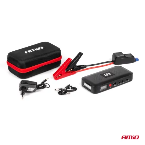 Amio - ΕΚΚΙΝΗΤΗΣ ΜΠΑΤΑΡΙΑΣ - STARTER POWERBANK 12V 4000mAh 800A ΜΕ ΟΘΟΝΗ LCD & ΑΣΥΡΜΑΤΗ ΦΟΡΤΙΣΗ - 1 τεμ. (04055/AM)