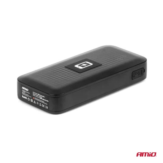 Amio - ΕΚΚΙΝΗΤΗΣ ΜΠΑΤΑΡΙΑΣ - STARTER POWERBANK 12V 4000mAh 800A ΜΕ ΟΘΟΝΗ LCD & ΑΣΥΡΜΑΤΗ ΦΟΡΤΙΣΗ - 1 τεμ. (04055/AM)