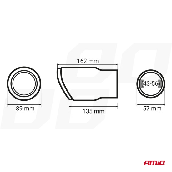 Amio - ΑΚΡΟ (ΜΠΟΥΚΑ) ΕΞΑΤΜΙΣΗΣ MT-028C AKR ΧΡΩΜΙΟ/CARBON Φ43>56 155x89mm - 1 ΤΕΜ. (04065/AM)