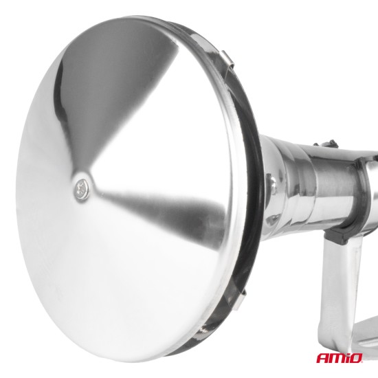Amio - ΚΟΡΝΑ ΠΝΕΥΜΑΤΙΚΗ ΜΟΝΗ 12/24V 115dB LOW TONE ΜΗΚΟΣ:620mm ΧΡΩΜΙΟ - 1 ΤΕΜ. (04078/AM)