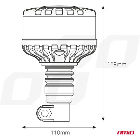 Amio - ΦΑΡΟΣ HEAVY DUTY W28P 12/24V 16LED ΕΛΑΣΤΙΚΟΣ ΒΙΔΩΤΟΣ ΠΟΡΤΟΚΑΛΙ Υ169mm Φ110mm - 1 τεμ. (04104/AM)