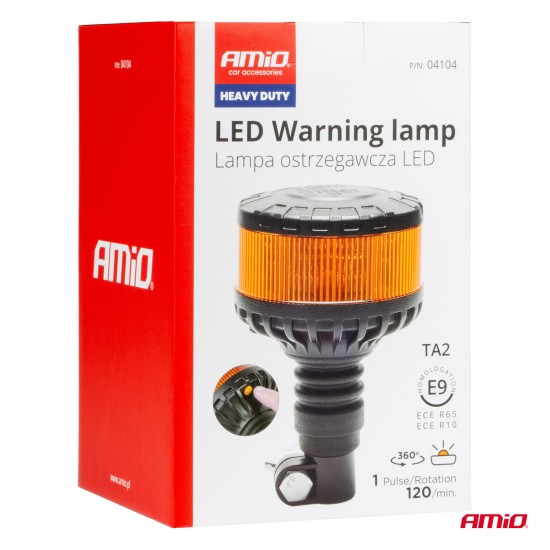 Amio - ΦΑΡΟΣ HEAVY DUTY W28P 12/24V 16LED ΕΛΑΣΤΙΚΟΣ ΒΙΔΩΤΟΣ ΠΟΡΤΟΚΑΛΙ Υ169mm Φ110mm - 1 τεμ. (04104/AM)