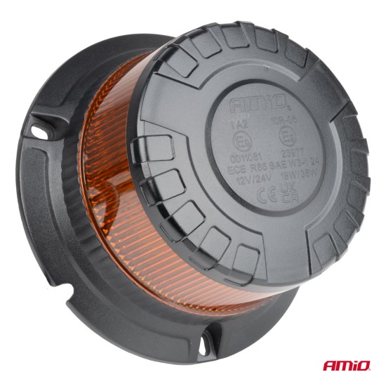 Amio - ΦΑΡΟΣ HEAVY DUTY W28B 12/24V ΠΟΡΤΟΚΑΛΙ 16LED ΒΙΔΩΤΟΣ Υ77mm Φ110mm - 1 τεμ. (04106/AM)