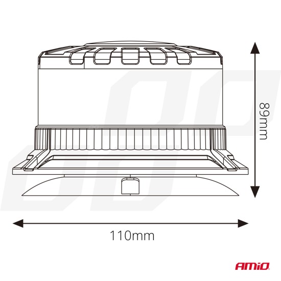 Amio - ΦΑΡΟΣ ΦΙΜΕ HEAVY DUTY W28M 12/24V ΠΟΡΤΟΚΑΛΙ 16LED ΜΑΓΝΗΤΙΚΟΣ/ΒΙΔΩΤΟΣ ΜΕ ΦΙΣ ΑΝΑΠΤΗΡΑ Υ89mm Φ110mm - 1 τεμ. (04108/AM)