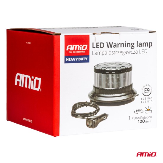 Amio - ΦΑΡΟΣ ΦΙΜΕ HEAVY DUTY W28M 12/24V ΠΟΡΤΟΚΑΛΙ 16LED ΜΑΓΝΗΤΙΚΟΣ/ΒΙΔΩΤΟΣ ΜΕ ΦΙΣ ΑΝΑΠΤΗΡΑ Υ89mm Φ110mm - 1 τεμ. (04108/AM)