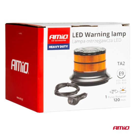 Amio - ΦΑΡΟΣ HEAVY DUTY W29M 12/24V ΠΟΡΤΟΚΑΛΙ 16LED ΜΑΓΝΗΤΙΚΟΣ/ΒΙΔΩΤΟΣ ΜΕ ΦΙΣ ΑΝΑΠΤΗΡΑ Υ103mm Φ110mm - 1 τεμ. (04110/AM)