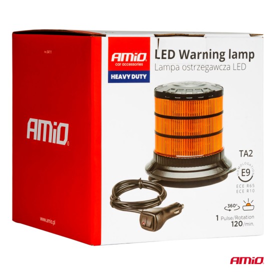 Amio - ΦΑΡΟΣ HEAVY DUTY W30M 12/24V ΠΟΡΤΟΚΑΛΙ 24LED ΜΑΓΝΗΤΙΚΟΣ/ΒΙΔΩΤΟΣ ΜΕ ΦΙΣ ΑΝΑΠΤΗΡΑ Υ128mm Φ110mm - 1 τεμ. (04111/AM)