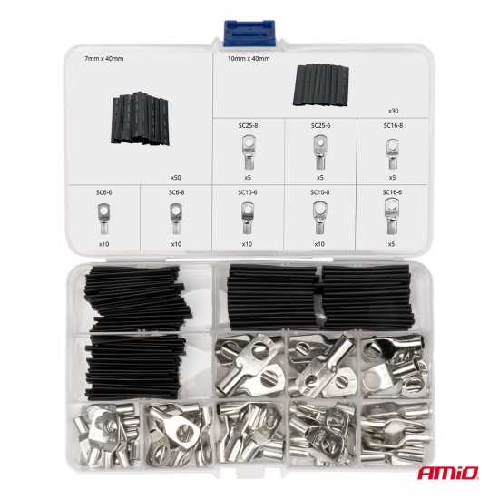 Amio - ΣΥΝΔΕΣΜΟΙ ΚΑΛΩΔΙΩΝ & ΘΕΡΜΟΣΥΣΤΕΛΛΟΜΕΝΟΙ ΣΩΛΗΝΕΣ ΣΕΤ ΔΙΑΦΟΡΑ ΜΕΓΕΘΗ - 140 τεμ. (04122/AM)