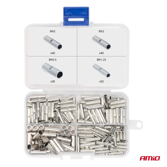 Amio - ΣΥΝΔΕΣΜΟΙ ΚΑΛΩΔΙΩΝ ΜΕΤΑΛΛΙΚΟΙ 3 ΜΕΓΕΘΗ (BN 1.25/BN 2/BN 5.5) - 160 τεμ. (04123/AM)