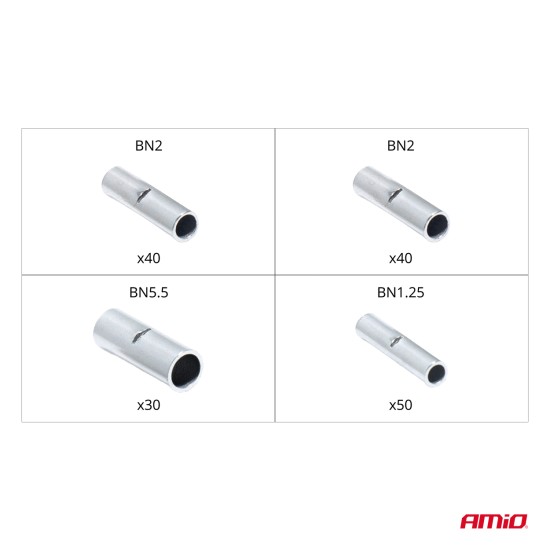 Amio - ΣΥΝΔΕΣΜΟΙ ΚΑΛΩΔΙΩΝ ΜΕΤΑΛΛΙΚΟΙ 3 ΜΕΓΕΘΗ (BN 1.25/BN 2/BN 5.5) - 160 τεμ. (04123/AM)