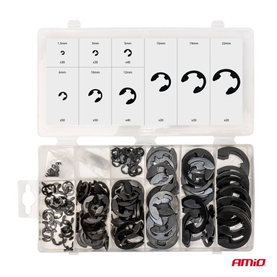 Amio - ΚΛΙΠΣ/ΑΣΦΑΛΕΙΕΣ ΕΞΩΤΕΡΙΚΕΣ E-CLIP ΜΕΤΑΛΛΙΚΑ ΣΕΤ ΔΙΑΦΟΡΑ ΜΕΓΕΘΗ - 300 τεμ. (04124/AM)