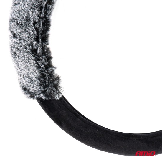 Amio - ΚΑΛΥΜΜΑ ΤΙΜΟΝΙΟΥ SWC-55 (M) 37>39cm ΜΑΥΡΟ ΜΕ ΧΝΟΥΔΩΤΗ ΓΚΡΙ ΕΠΕΝΔΥΣΗ ΚΑΙ ΑΥΤΙΑ ΑΡΚΟΥΔΑΣ - 1 ΤΕΜ. (04165/AM)