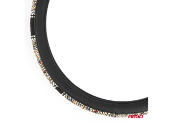 Amio - ΚΑΛΥΜΜΑ ΤΙΜΟΝΙΟΥ SWC-59 (M) 37>39cm ΜΑΥΡΟ ΜΕ ΣΧΕΔΙΟ ΠΟΛΥΧΡΩΜΗ ΨΑΘΑ - 1 ΤΕΜ. (04169/AM)