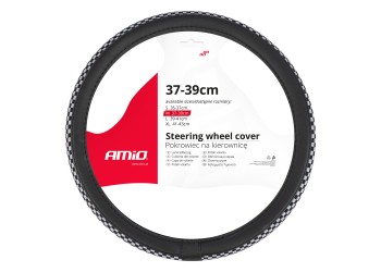 Amio - ΚΑΛΥΜΜΑ ΤΙΜΟΝΙΟΥ SWC-60 (M) 37>39cm ΜΑΥΡΟ ΜΕ ΣΧΕΔΙΟ ΑΣΠΡΟΜΑΥΡΗ ΣΚΑΚΙΕΡΑ - 1 ΤΕΜ. (04170/AM)