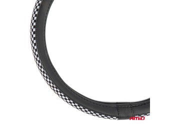 Amio - ΚΑΛΥΜΜΑ ΤΙΜΟΝΙΟΥ SWC-60 (M) 37>39cm ΜΑΥΡΟ ΜΕ ΣΧΕΔΙΟ ΑΣΠΡΟΜΑΥΡΗ ΣΚΑΚΙΕΡΑ - 1 ΤΕΜ. (04170/AM)