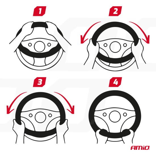 Amio - ΚΑΛΥΜΜΑ ΤΙΜΟΝΙΟΥ SWC-61 (M) 37>39cm ΜΠΕΖ ΜΕ ΤΡΥΠΗΤΟ ΣΧΕΔΙΟ ΣΤΑ ΠΛΑΙΝΑ - 1 ΤΕΜ. (04171/AM)