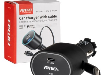 Amio - ΦΟΡΤΙΣΤΗΣ ΑΝΑΠΤΗΡΑ ΜΕ 2 ΘΥΡΕΣ USB-C 20W+USB-A QUICK CHARGE 3.0 ΜΕ ΚΑΛΩΔΙΟ USB-C 30W ΜΑΥΡΟ - 1 Τεμ. (04176/AM)