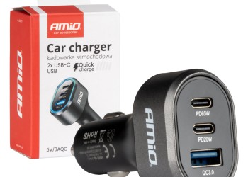 Amio - ΦΟΡΤΙΣΤΗΣ ΑΝΑΠΤΗΡΑ ΜΕ 3 ΘΥΡΕΣ 2xUSB-C 65W/20W+USB-A QUICK CHARGE 3.0 ΜΑΥΡΟ - 1 Τεμ. (04177/AM)
