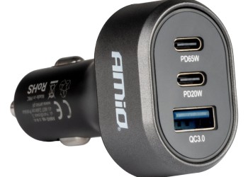 Amio - ΦΟΡΤΙΣΤΗΣ ΑΝΑΠΤΗΡΑ ΜΕ 3 ΘΥΡΕΣ 2xUSB-C 65W/20W+USB-A QUICK CHARGE 3.0 ΜΑΥΡΟ - 1 Τεμ. (04177/AM)