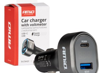Amio - ΦΟΡΤΙΣΤΗΣ ΑΝΑΠΤΗΡΑ ΜΕ 2 ΘΥΡΕΣ USB-C+USB-A QUICK CHARGE 3.0 30W ΜΕ ΒΟΛΤΟΜΕΤΡΟ ΜΑΥΡΟ - 1 Τεμ. (04178/AM)