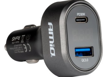 Amio - ΦΟΡΤΙΣΤΗΣ ΑΝΑΠΤΗΡΑ ΜΕ 2 ΘΥΡΕΣ USB-C+USB-A QUICK CHARGE 3.0 30W ΜΕ ΒΟΛΤΟΜΕΤΡΟ ΜΑΥΡΟ - 1 Τεμ. (04178/AM)