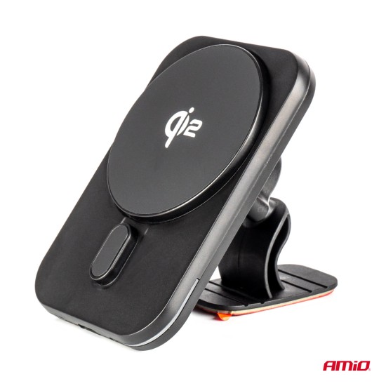 Amio - ΒΑΣΗ ΣΤΗΡΙΞΗΣ ΚΙΝΗΤΟΥ ΓΙΑ ΑΕΡΑΓΩΓΟ ΜΑΓΝΗΤΙΚΗ ΜΕ ΑΣΥΡΜΑΤΗ ΦΟΡΤΙΣΗ QUICK CHARGE QI2 15W 360° - 1 Τεμ. (04180/AM)