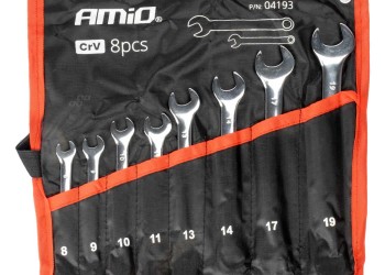 Amio - ΕΡΓΑΛΕΙΟΘΗΚΗ ΜΕ ΤΣΕΠΕΣ ΜΕ ΚΛΕΙΔΙΑ ΓΕΡΜΑΝΟΠΟΛΥΓΩΝΑ ΧΡΩΜΙΟ-ΒΑΝΑΔΙΟ (CRV) 8>19mm - 8 ΤΕΜ. (04193/AM)