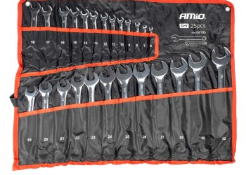 Amio - ΕΡΓΑΛΕΙΟΘΗΚΗ ΜΕ ΤΣΕΠΕΣ ΜΕ ΚΛΕΙΔΙΑ ΓΕΡΜΑΝΟΠΟΛΥΓΩΝΑ ΧΡΩΜΙΟ-ΒΑΝΑΔΙΟ (CRV) 6>32mm -25 ΤΕΜ. (04195/AM)