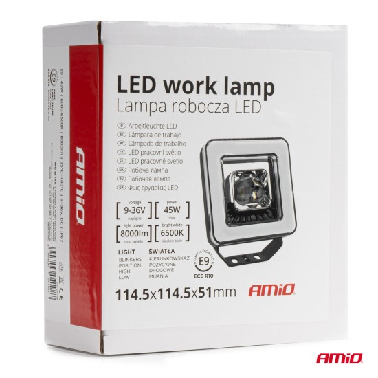 Amio - ΠΡΟΒΟΛΕΑΣ ΕΡΓΑΣΙΑΣ ΤΕΤΡΑΓΩΝΟΣ LED 45W 9-36V 8.000lm 6.500K AWL57 - 1 ΤΕΜ. (04198/AM)