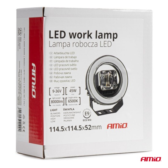 Amio - ΠΡΟΒΟΛΕΑΣ ΕΡΓΑΣΙΑΣ ΣΤΡΟΓΓΥΛΟΣ LED 45W 9-36V 8.000lm 6.500K AWL58 - 1 ΤΕΜ. (04199/AM)