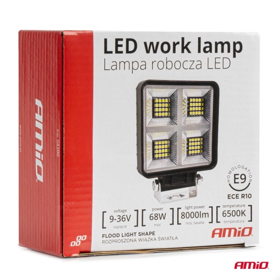 Amio - ΠΡΟΒΟΛΕΑΣ ΕΡΓΑΣΙΑΣ ΤΕΤΡΑΓΩΝΟΣ LED 68W 9-36V 8.000lm 6.500K AWL59 - 1 ΤΕΜ. (04200/AM)