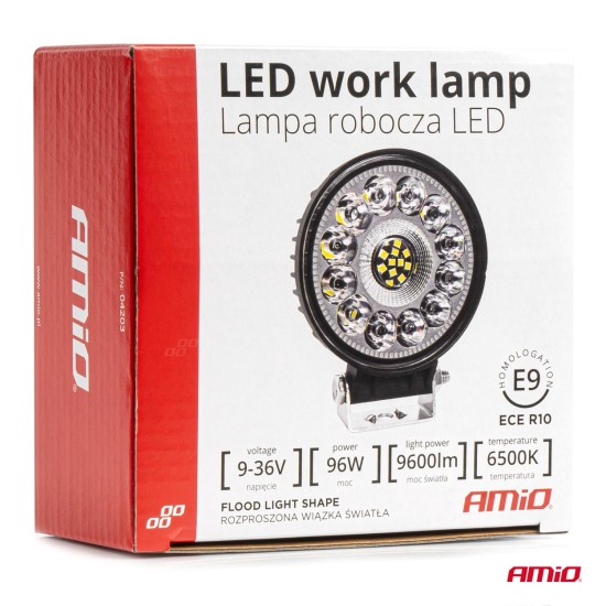 Amio - ΠΡΟΒΟΛΕΑΣ ΕΡΓΑΣΙΑΣ ΣΤΡΟΓΓΥΛΟΣ LED 96W 9-36V 9.600lm 6.500K AWL62 - 1 ΤΕΜ. (04203/AM)