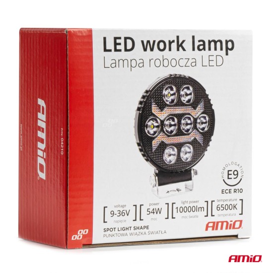 Amio - ΠΡΟΒΟΛΕΑΣ ΕΡΓΑΣΙΑΣ ΣΤΡΟΓΓΥΛΟΣ LED 54W 9-36V 10.000lm 6.500K AWL69 - 1 ΤΕΜ. (04210/AM)