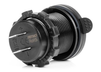 Amio - ΠΡΙΖΑ ΜΕ 3 ΘΥΡΕΣ(USB+2xUSB-C) ΜΕ ΔΙΑΚΟΠΤΗ ΚΑΙ ΚΑΠΑΚΙ 12/24V QUICK CHARGE 3.0 ΑΔΙΑΒΡΟΧΗ ΜΑΥΡΗ - 1 Τεμ. (04227/AM)