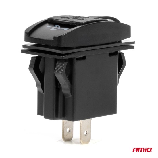 Amio - ΠΡΙΖΑ ΜΕ 2 ΘΥΡΕΣ USB ΚΑΙ ΚΑΠΑΚΙ 12/24V ΑΔΙΑΒΡΟΧΗ ΜΑΚΡΟΣΤΕΝΟ ΣΧΗΜΑ ΜΕ ΚΟΚΚΙΝΟ LED ΦΩΣ ΜΑΥΡΗ - 1 Τεμ. (04228/AM)