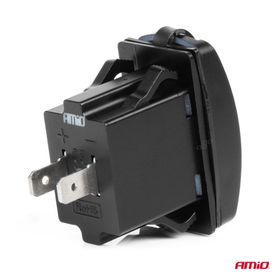 Amio - ΠΡΙΖΑ ΜΕ 2 ΘΥΡΕΣ-USB & USB-C ΚΑΙ ΚΑΠΑΚΙ 12/24V QUICK CHARGE 3.0 ΑΔΙΑΒΡΟΧΗ ΜΑΚΡΟΣΤΕΝΟ ΣΧΗΜΑ ΜΑΥΡΗ - 1 Τεμ. (04229/AM)