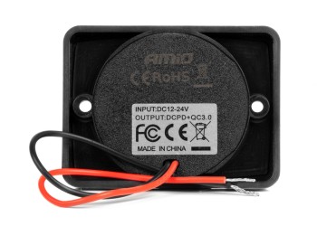 Amio - ΠΡΙΖΑ ΜΕ 2 ΘΥΡΕΣ-USB+USB-C ΚΑΙ ΚΑΠΑΚΙ 12/24V QUICK CHARGE 3.0 ΑΔΙΑΒΡΟΧΗ ΤΕΤΡΑΓΩΝΟ ΣΧΗΜΑ ΜΑΥΡΗ - 1 Τεμ. (04231/AM)