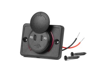 Amio - ΠΡΙΖΑ ΜΕ 2 ΘΥΡΕΣ USB ΚΑΙ ΚΑΠΑΚΙ 12/24V ΑΔΙΑΒΡΟΧΗ ΤΕΤΡΑΓΩΝΟ ΣΧΗΜΑ ΜΕ ΚΟΚΚΙΝΟ LED ΦΩΣ ΜΑΥΡΗ - 1 Τεμ. (04232/AM)