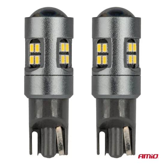 Amio - ΛΑΜΠΑΚΙΑ T10 W5W 12V/24V LED CAN-BUS 16xSMD 2016 ΛΕΥΚΟ ΦΩΣ 5.500K (ΣΕ ΧΡΩΜΑ ΧΡΩΜΙΟΥ) - 2 ΤΕΜ. (04234/AM)
